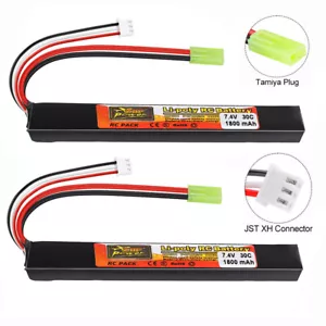 2x 1800mah 7.4V Lipo Airsoft Akku Wiederaufladbare 2S Hobby Batterie+Mini Tamiya - Bild 1 von 7