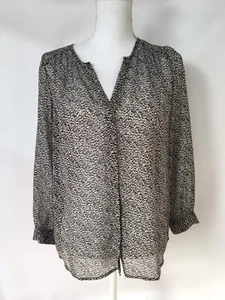 Joie Page Dot Sheer Silk 3/4 Sleeves Blouse Top Size S - Picture 1 of 5
