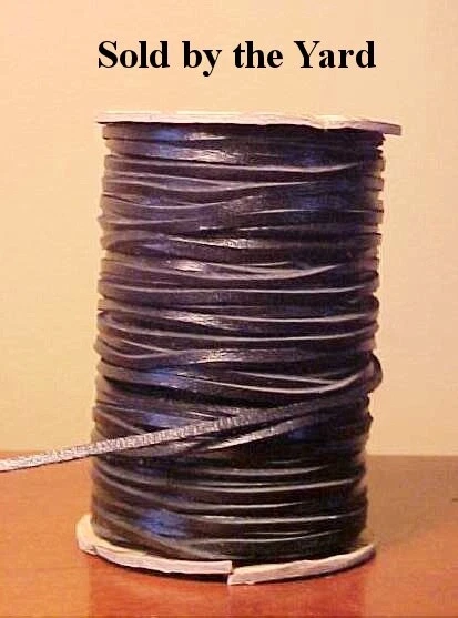Encaje de cuero canguro negro (cordones) en 1/16 pulgada de ancho - VENDIDO POR YARDA Foto 1 de 1