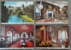 4X 1970er Jahre Postkarten von Warwick Castle außen & innen - Bild 1 von 1