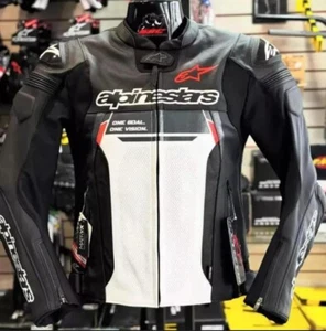 Alpinestars MotoGP biker racing Leather Jacket Real Cowhide Leather Road Safety - Picture 1 of 8