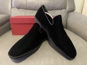 Men’s Salvatore Ferragamo Fiore Black Velour 10m Ret $540 - Picture 1 of 10