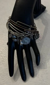 5 Piece Lot Alex & Ani Gold Silver Charm Bracelets Crown Celtic Dragonfly Heart - Picture 1 of 1