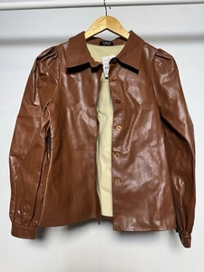 VICI Brown Faux Leather Button Down Extra Small NWT - Picture 1 of 4
