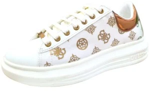 Entrenadores de cuero para mujer Guess Vibo blanco metálico marrón - Imagen 1 de 7