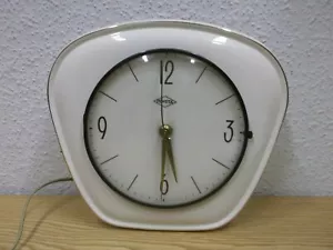 50er 60er Wanduhr Peweta Küchenuhr Keramik elektrisch mid century 50s Vintage - Bild 1 von 4