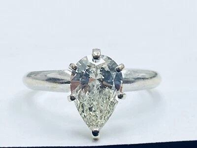 14K Gold 1.30 ct Pear Shape Diamond Solitaire Engagement Ring J vs2 - Image 1 of 4