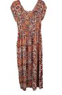 Soft Surroundings Sasha Multi Tile Print Smocked Women's XS Maxi Dress Flowy