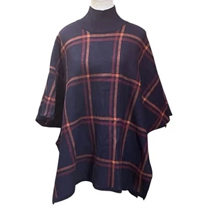 Max Studio Black Red Sweater Boho Festival Western Lagen Look Minimalist Poncho - Picture 1 of 10