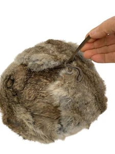 Vintage Russian Ushanka Hat With genuine Fur & Quilted Lining L/XL EUC O10111 - Picture 1 of 12