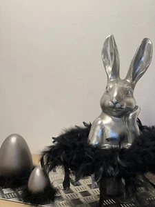 Hase Hasenkopf Büste Osterdeko Silber Vintage Shabby Deko NEU - Bild 1 von 8