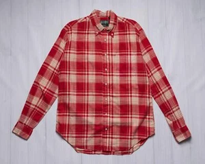 Camisa Oxford Gitman Vintage $195 Archivo Rojo Beige a Cuadros Cuello Botones S - Imagen 1 de 6
