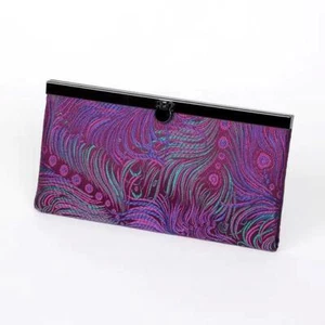 Purple Blue Peacock Brocade Women's Wallet Cathayana - Picture 1 of 2