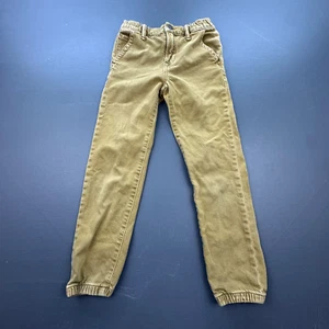Gap Kids Boys Jogger Pants 8 Slim Tan Canvas Khaki Stretch Waist Elastic Cuff - Picture 1 of 11