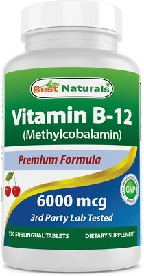 Best Naturals Vitamin B-12 6000 mcg 120 Tablets  - Image 1 of 4
