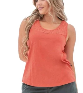 Aventura Women’s Cotton Clothing Orange Seychelle Eyelet Tank Top Size M - Picture 1 of 12