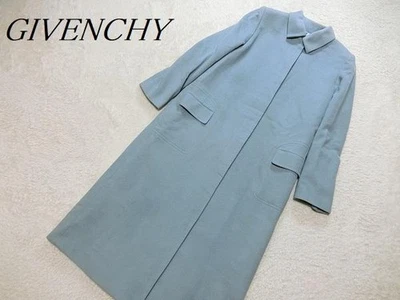 USED GIVENCHY ANGORA WOOL LONG BALCONY COAT, LIGHT BLUE, SIZE 40 ACCEPTABLE - Image 1 of 4