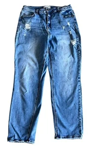 Wax Jean Collection Distressed Mom Stretch Jeans size 14/28 Medium Blue - Picture 1 of 5
