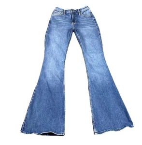 Abercrombie Fitch Jeans The Flare Ultra High Rise Blue Denim Size 24/00R - Picture 1 of 6
