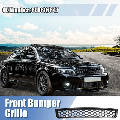 Front Bumper Grille for Audi A4 B6 Sedan 2002-2005 No.8E0807647 Black Plastic - Image 1 of 4