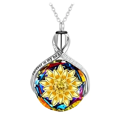 Sterling Silver Cremation Urn Necklace for Ashes with Created Mystic Topaz B97 - Image 1 of 2