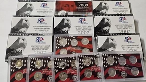 US MINT SILVER QUARTERS PROOF SETS-LOT OF 14 SETS 2004, 2005, 2006, 2007, 2009 - Picture 1 of 10