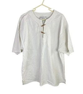 Collarless Shirt Company Mens Flannel 100% Cotton White Shirt XL Grandad Style - Picture 1 of 10