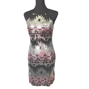 My Michelle Black, Pink, & Silver Sequin Mini Dress, Junior’s Size 3, Homecoming - Picture 1 of 6