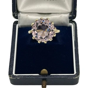 Vintage 18k HGE Gold Rosa CZ Stein Ring Größe 7,5 - Bild 1 von 6