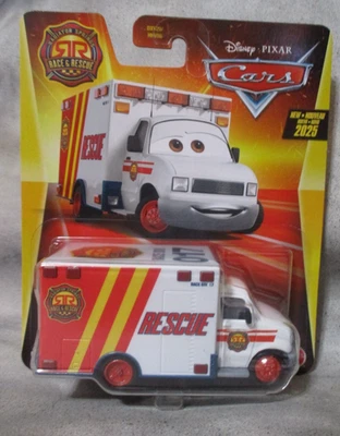 Ambulancia Mattel Disney CARS Race Rescue Morgan Martins escala 1/55 diecast Foto 1 de 4