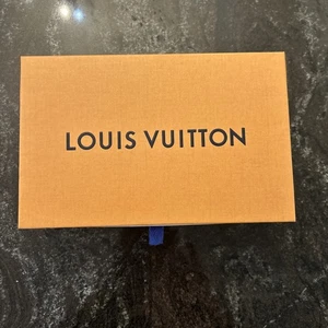 LOUIS VUITTON Slide Box Embossed Blue Lettering Small Orange *Box Only* 10x6x2.5 - Picture 1 of 14