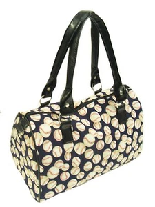 DOCTOR BAG SATCHEL STYLE BASEBALL SPORT HANDBAG PURSE ALEXANDER HENRY FABRIC - Picture 1 of 3