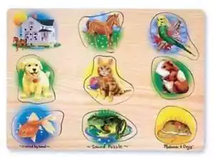 NEW 342 MELISSA & DOUG PETS SOUND PEG PUZZLE - Picture 1 of 1
