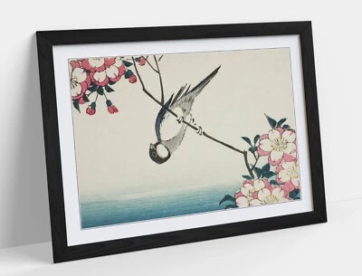 UTAGAWA HIROSHIGE, GREAT TIT ON TREE BRANCH-FRAMED WALL ART POSTER PRINT 4 SIZES - Image 1 of 4