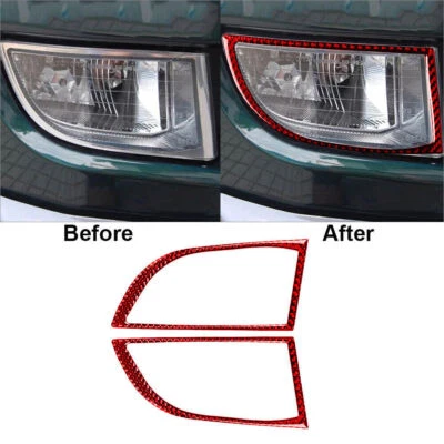 Cubierta de lámpara antiniebla delantera de fibra de carbono roja 2 piezas para Toyota Land Cruiser Prado Foto 1 de 4