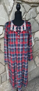 Secret Treasures Nightgown Medium Red Plaid Plush Velour Long Sleeve NEW - Picture 1 of 8