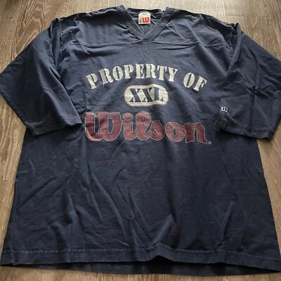 Camiseta deportiva Wilson para hombre XXL negra manga 3/4 "Propiedad de" grunge Foto 1 de 3
