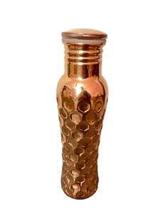 Copper Bottle Hammered Water Health Benefits Ayurveda 100% Yoga 950ml 32 oz - Picture 1 of 5