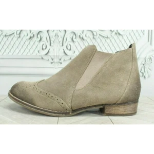Remonte Brown Suede Side Zipper Wingtip Chelsea Ankle Boots Size Eu 37 US 6 - Picture 1 of 9