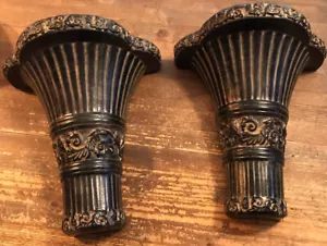 Set of 2 Ceramic Antique Vintage Wall Shelf Sconce Pocket Ornate 11” - Picture 1 of 7