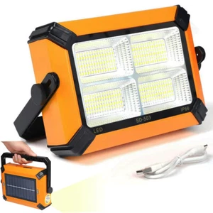 LED Baustrahler Akku Tragbar Solar Arbeitsleuchte Werkstattlampe Flutlicht IP65 - Bild 1 von 15