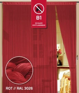 Fadenvorhang 150 cm x 300 cm (B x H) Farbe Rot in B1 schwer entflammbar - Bild 1 von 3