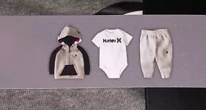 HURLEY Fleece Grey Black Hoodie Jacket Sweatpants Bodysuit Infant Boys 0 / 6 mos - Picture 1 of 3