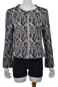 NEW Hei Hei Womens Jacket Size 8 Black Textured Cotton Blazer - Picture 1 of 6