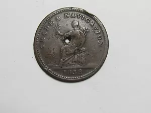 Ficha antigua - 1838 comercio y navegación cobre puro mejor - una aguja - Imagen 1 de 2