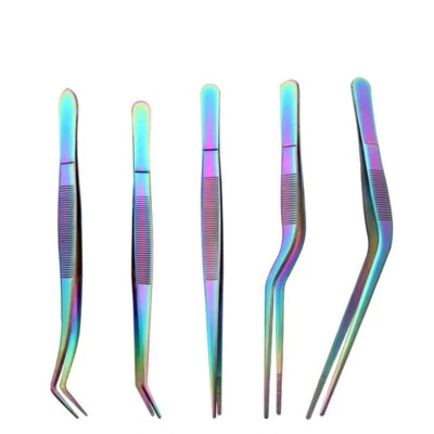 5pcs Professional Chef Plating Kit TWEEZERS Tongs Stainless Steel Offset Set - Image 1 of 4