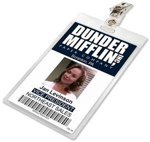 The Office JAN LEVINSON Dunder Mifflin ID Badge Cosplay Costume Name Tag Prop - Picture 1 of 1