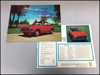 1967 1968 Fiat 850 Fastback Coupe Vintage Car Sales Brochure Folder Foto 1 de 4