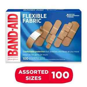 Band-Aid Brand Flexible Fabric Adhesive Bandages, Assorted, 100 ct Fast Ship