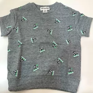 Felpa a maniche corte Miles the Label nuova senza etichette grigia con stampa a rullo 12M o 4Y - Foto 1 di 5
